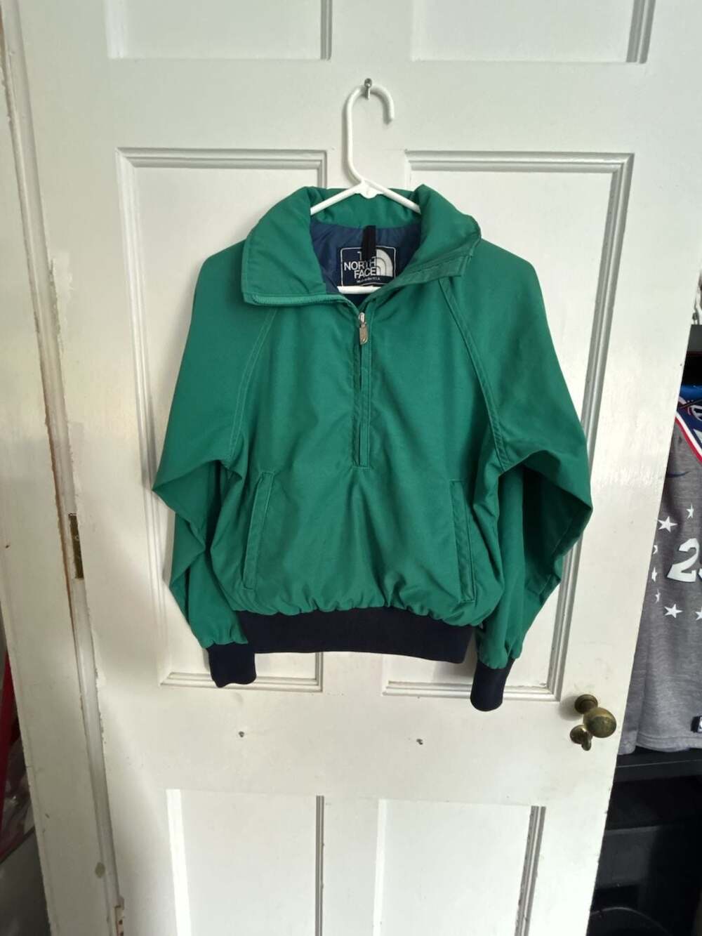 Vintage The North Face Green 1/2 Zip Pullover Windbreaker Jacket Made in USA Wom